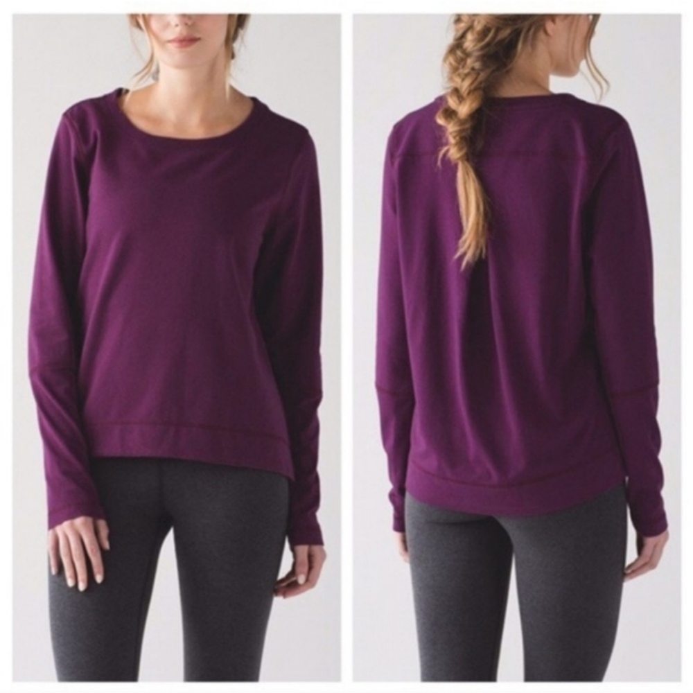 Lululemon Belle Long Sleeve Heathered Red Grape Pleat Back Sweatshirt Size 8 (?)